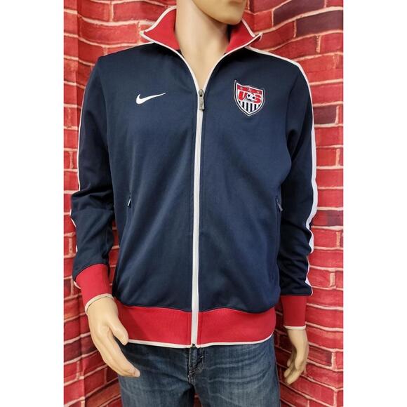Nike Football training Men's USA Track Jacket M Navy Red white Full Zip #WM1